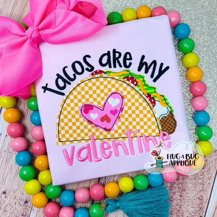 Taco Valentine Bean Stitch Applique Design