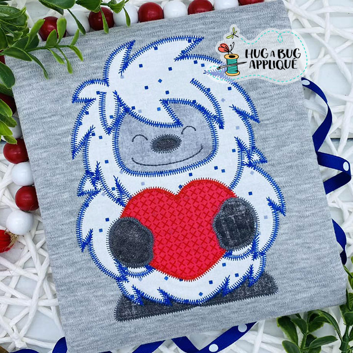 Yeti Heart Zig Zag Stitch Applique Design