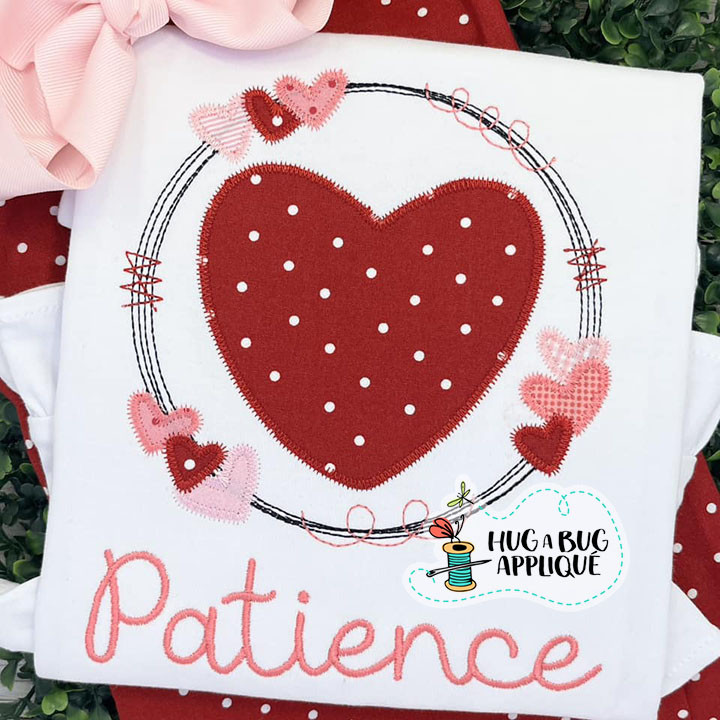 Heart Scribble Circle Zig Zag Stitch Applique Design