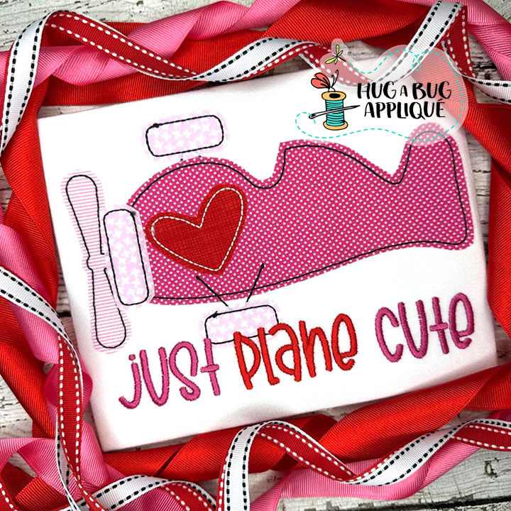 Just Plane Cute Bean Stitch Applique Design