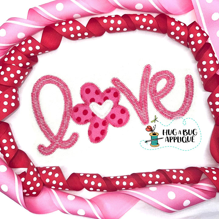 Love Flower Zig Zag Stitch Applique Design