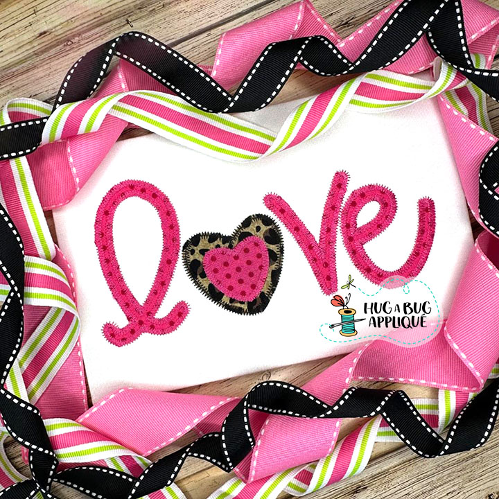 Love Hearts Zig Zag Stitch Applique Design