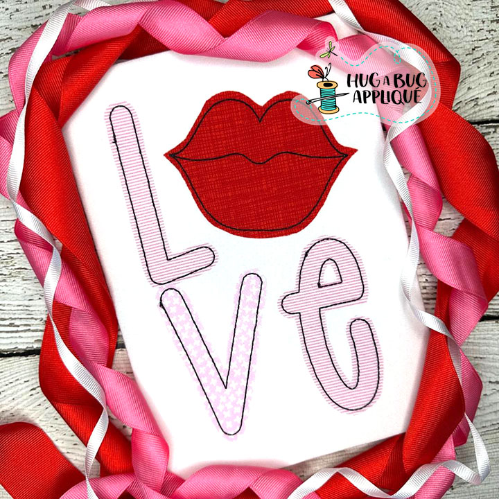 Love Lips Bean Stitch Applique Design