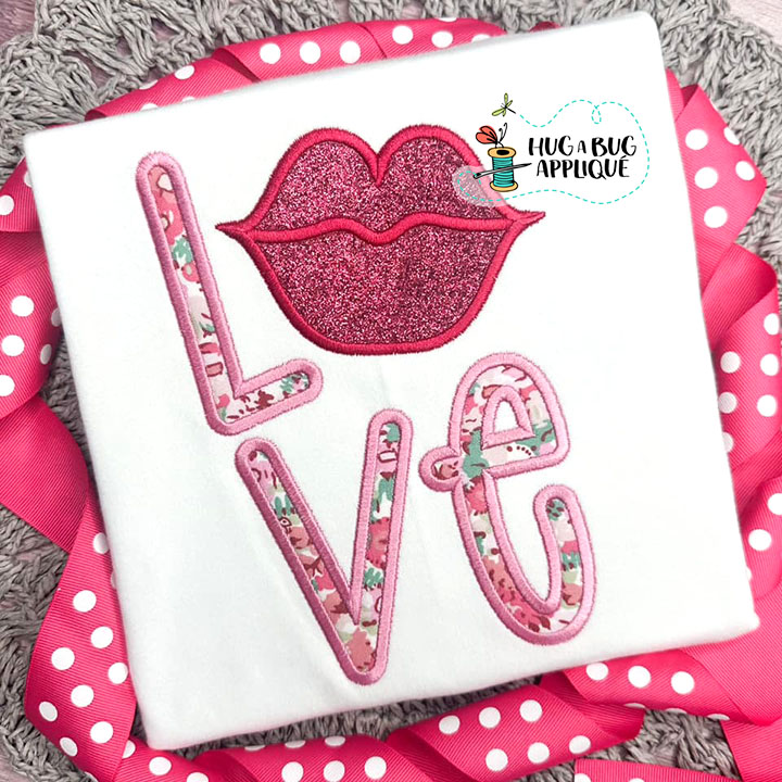 Love Lips Satin Stitch Applique Design