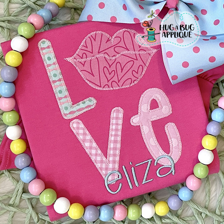 Love Lips Zig Zag Stitch Applique Design