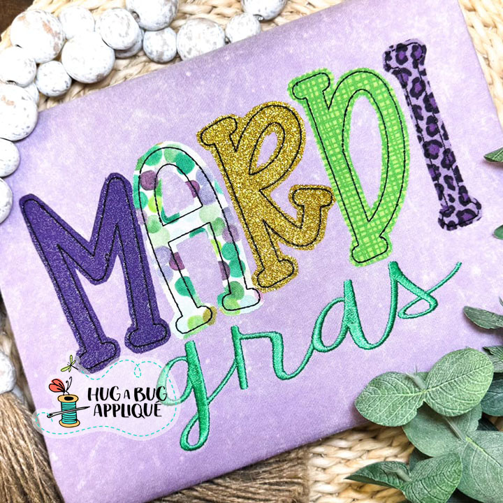 Mardi Gras Bean Stitch Applique Design