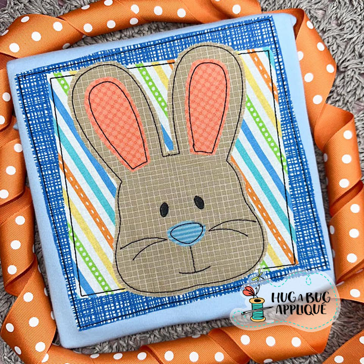 Bunny Face Boxes Bean Stitch Applique Design