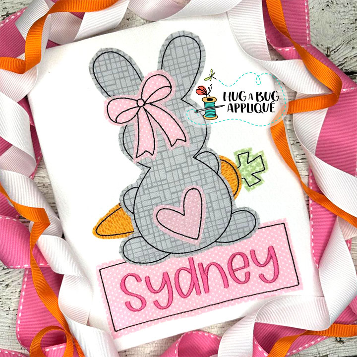 Bunny Tail Bow Carrot Bean Stitch Applique Design