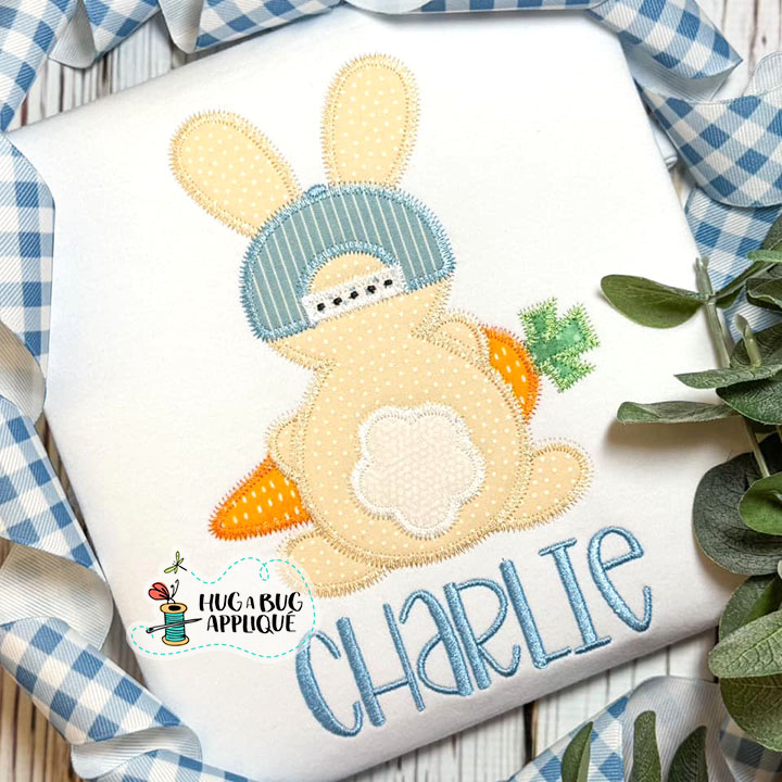 Bunny Tail Cap Carrot Zig Zag Stitch Applique Design