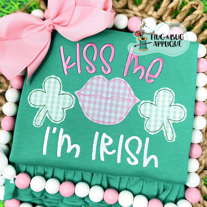 Kiss Me Irish Bean Stitch Applique Design