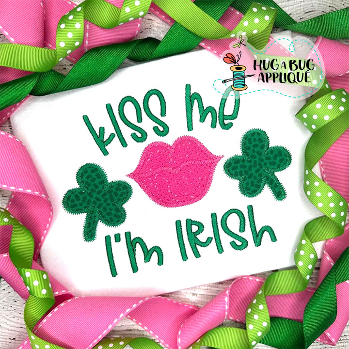 Kiss Me Irish Zig Zag Stitch Applique Design