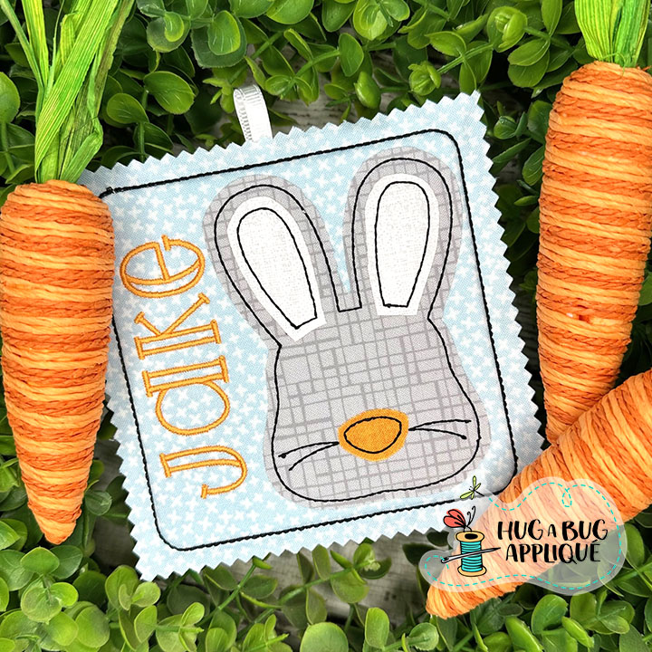 Bunny Face Bean Stitch Tag In the Hoop Applique Design