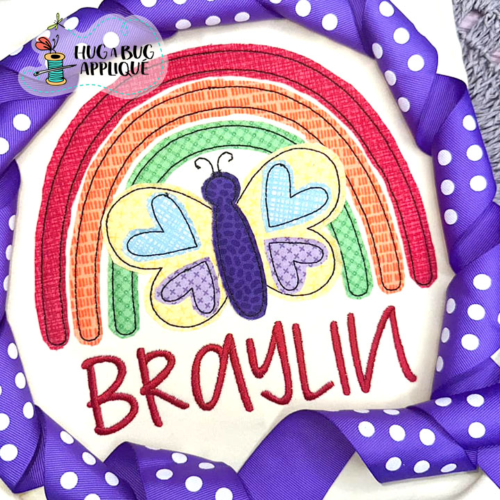 Butterfly Rainbow Bean Stitch Applique Design