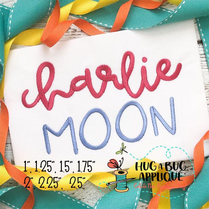 Charlie Moon Satin Stitch Embroidery Font