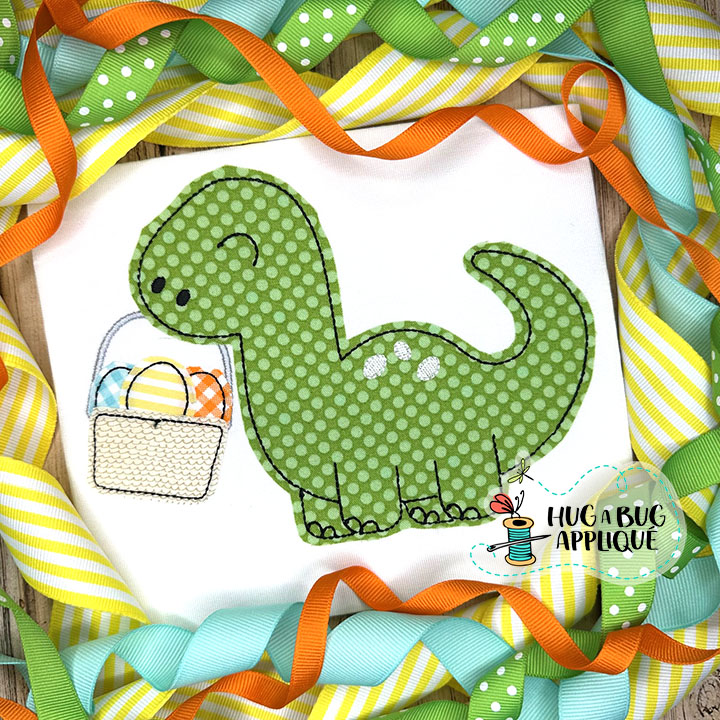 Dino Egg Basket Bean Stitch Applique Design