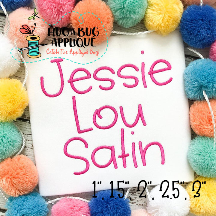 Jessie Lou Satin Stitch Embroidery Font