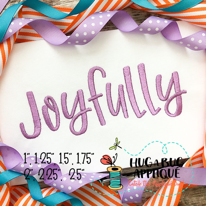 Joyfully Satin Stitch Embroidery Font