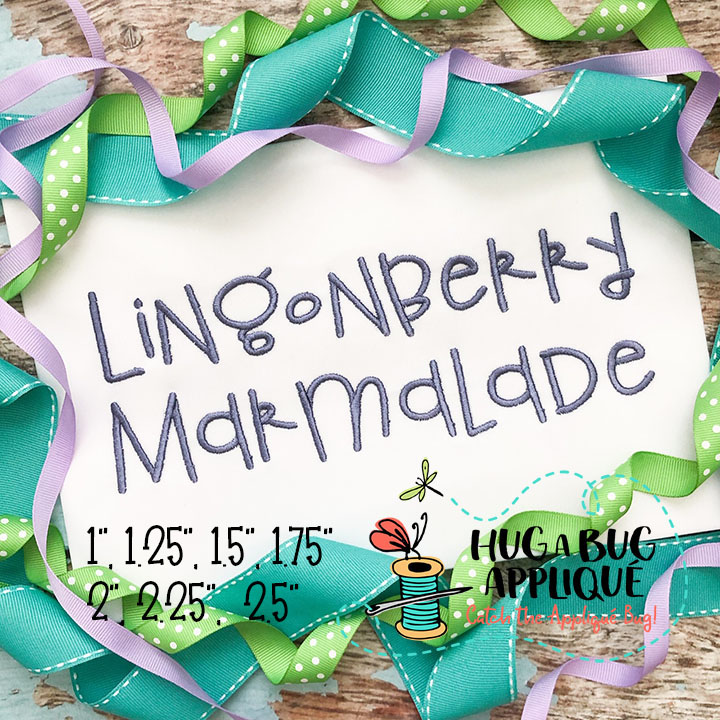 Lingonberry Marmalade Satin Stitch Embroidery Font