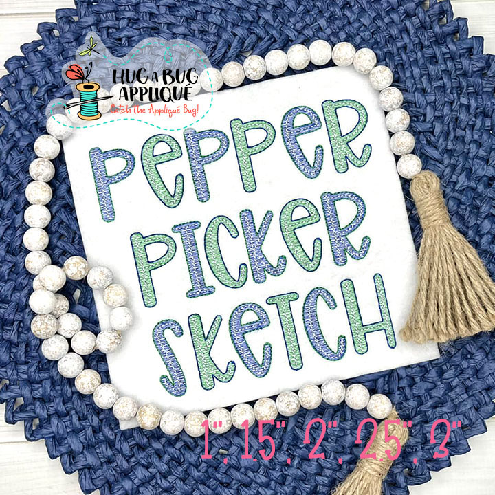 Pepper Picker Sketch Stitch Embroidery Font