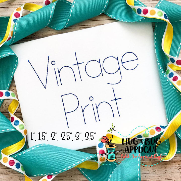 Vintage Print Floss Stitch Embroidery Font