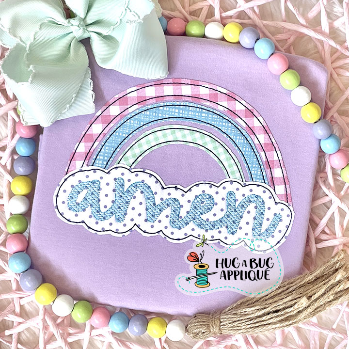 Amen Rainbow Bean Stitch Applique Design