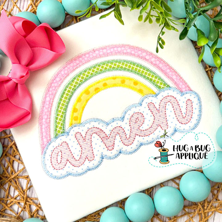 Amen Rainbow Zig Zag Stitch Applique Design