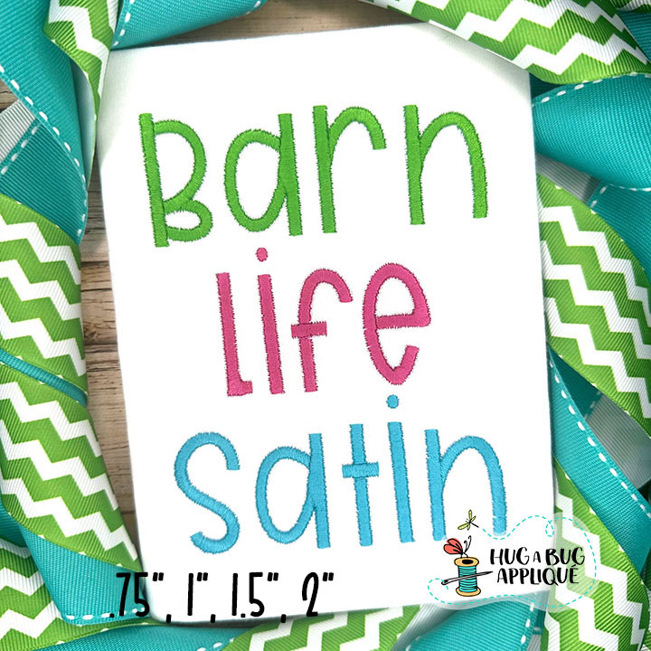 Barn Life Satin Stitch Embroidery Font