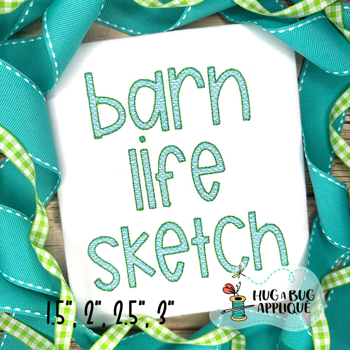 Barn Life Sketch Stitch Embroidery Font