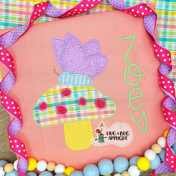 Butterfly Mushroom Zig Zag Stitch Applique Design