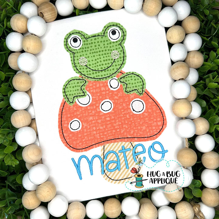 Frog Mushroom Bean Stitch Applique Design