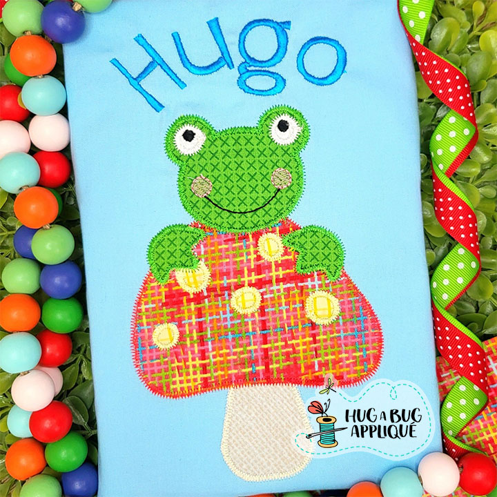 Frog Mushroom Zig Zag Stitch Applique Design