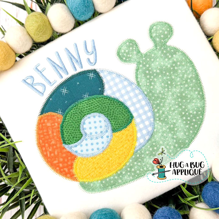 Rainbow Snail Zig Zag Stitch Applique Design