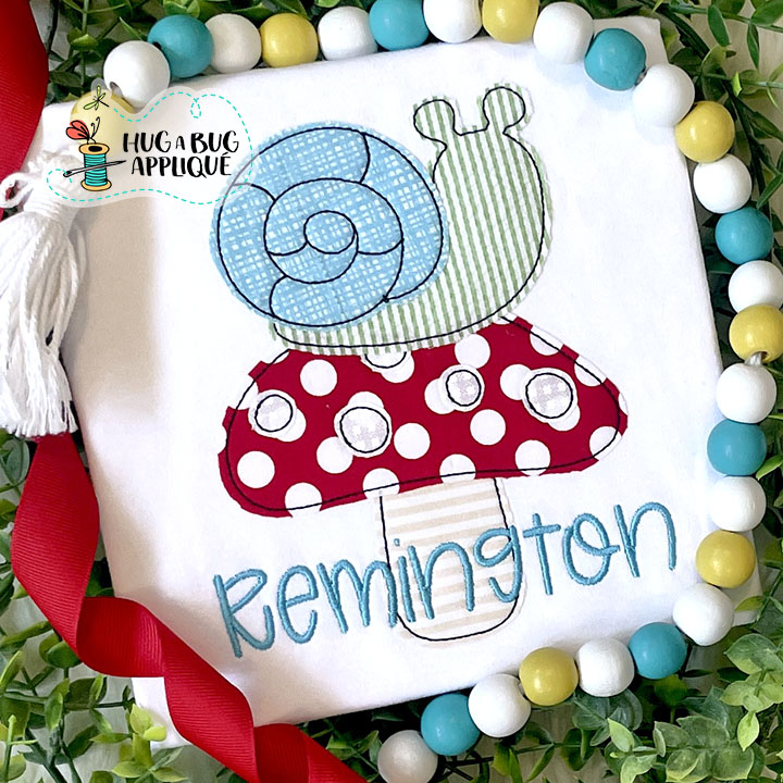 Snail Mushroom Bean Stitch Applique Design