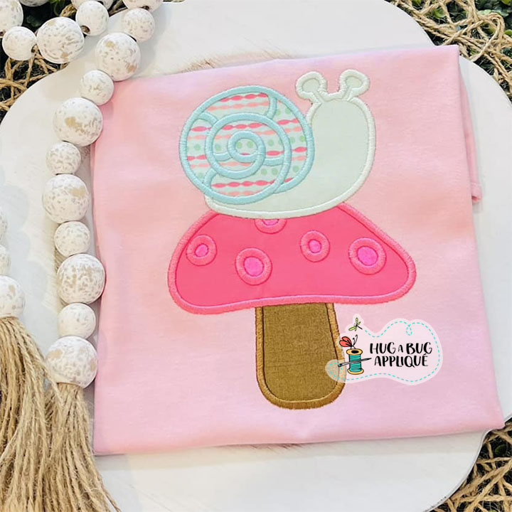 Snail Mushroom Satin Stitch Applique Design