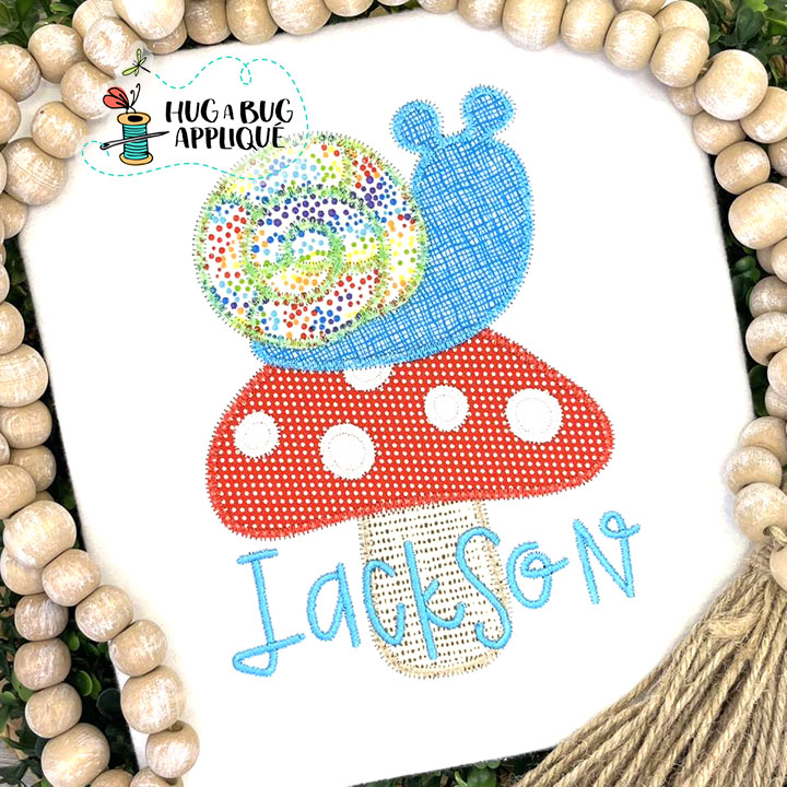 Snail Mushroom Zig Zag Stitch Applique Design