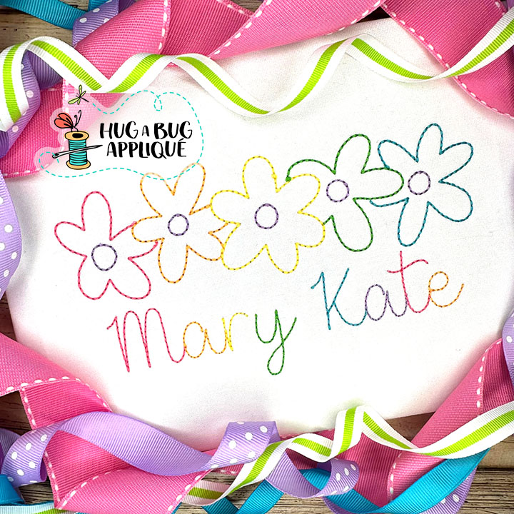 Spring Flowers Floss Stitch Embroidery Design