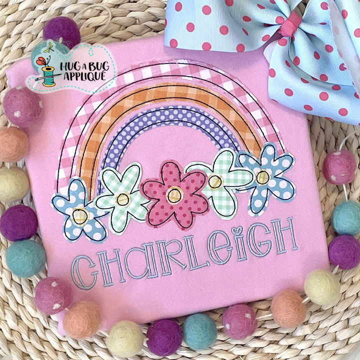 Spring Flowers Rainbow Bean Stitch Applique Design