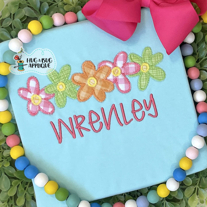 Spring Flowers Zig Zag Stitch Applique Design