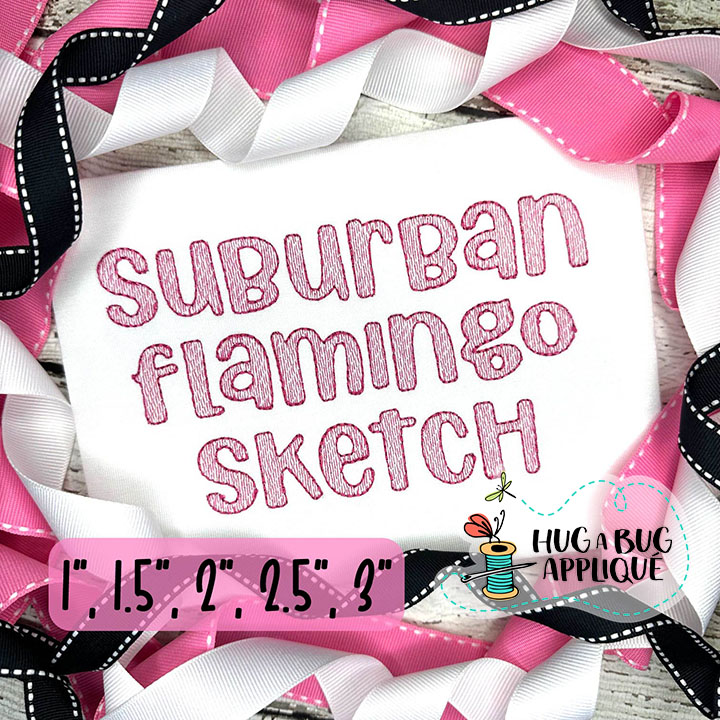 Suburban Flamingo Sketch Stitch Embroidery Font