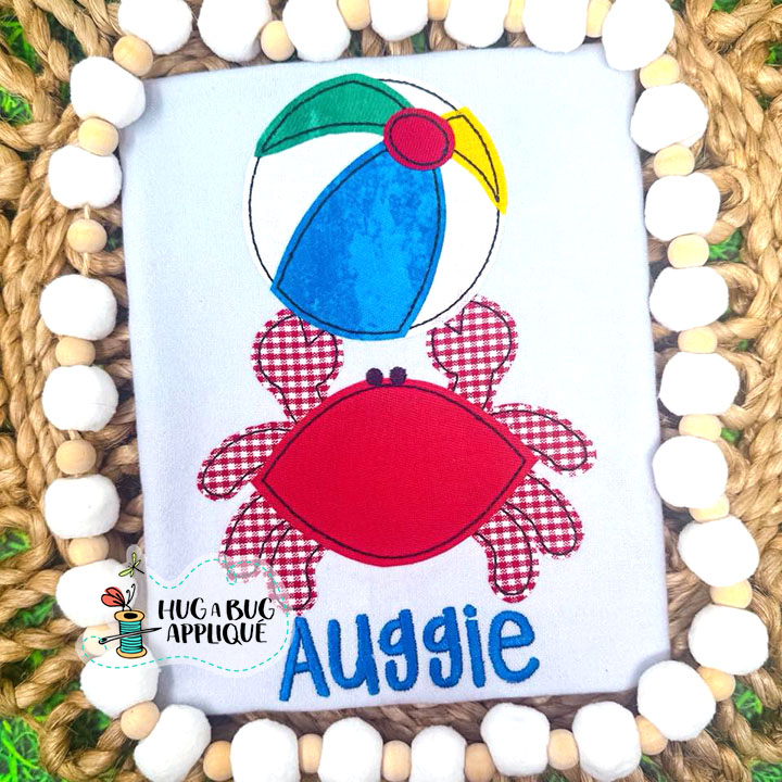 Crab Beach Ball Bean Stitch Applique Design