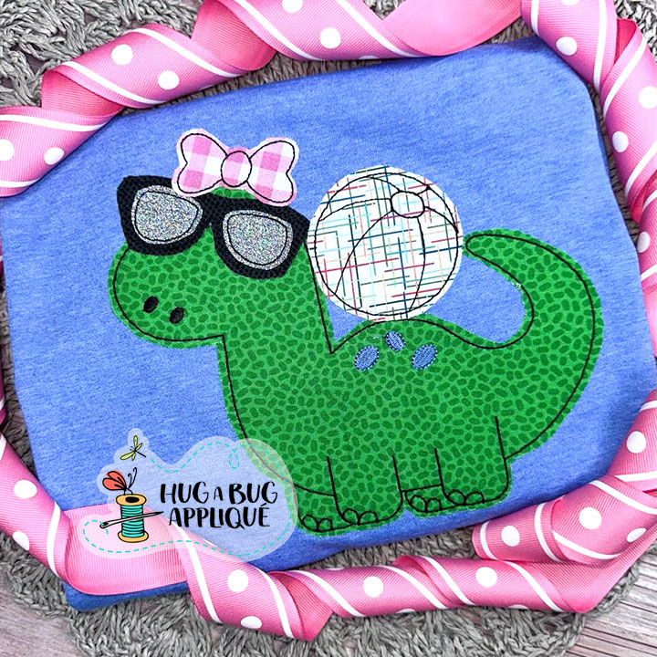 Dino Beach Ball Bean Stitch Applique Design