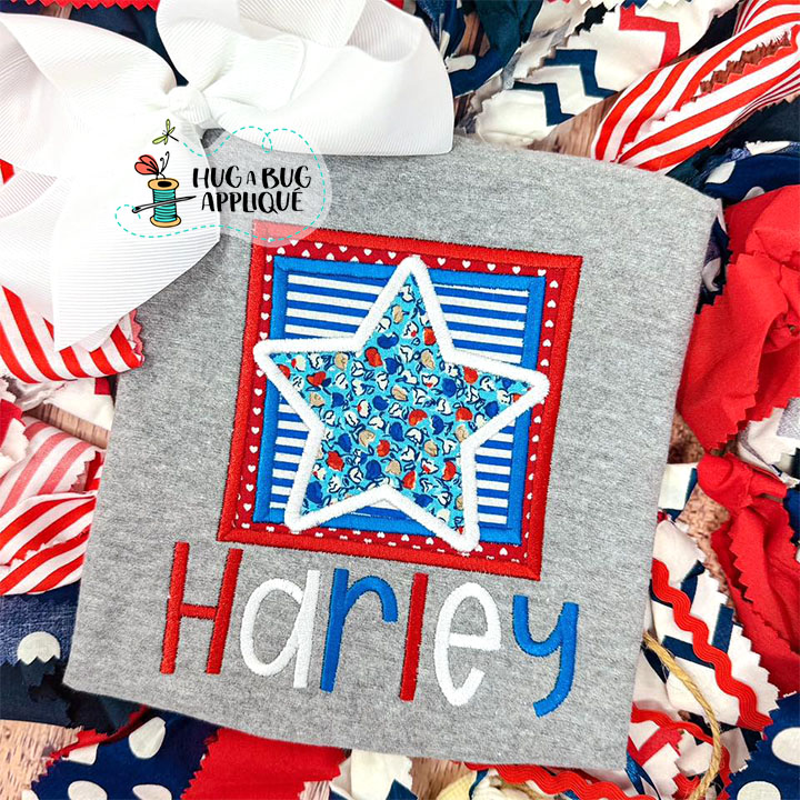 Star Boxes Satin Stitch Applique Design
