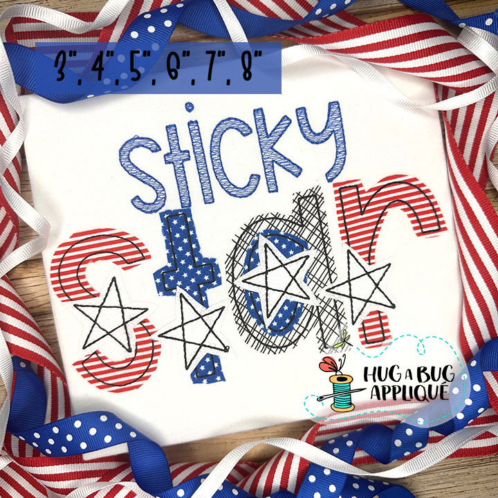 Sticky Star Bean Stitch Applique Font