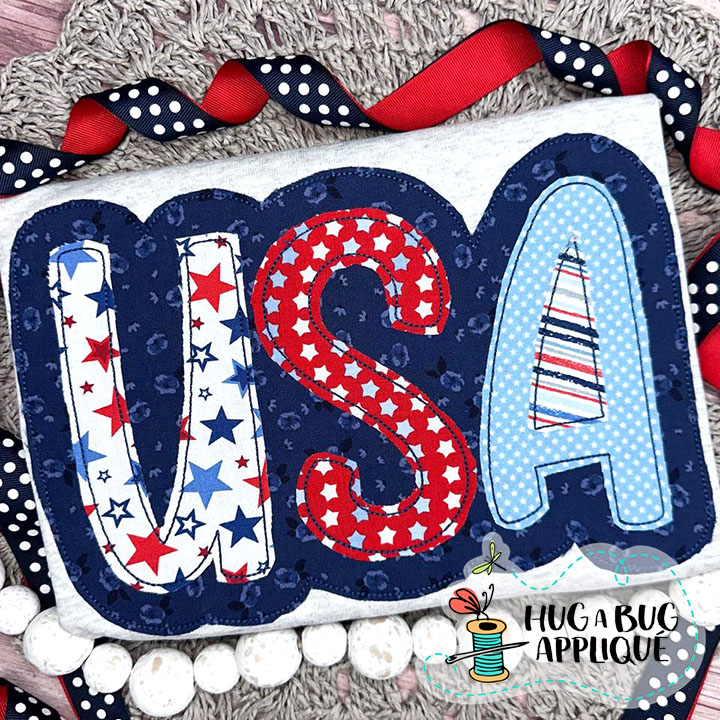 USA Double Bean Stitch Applique Design