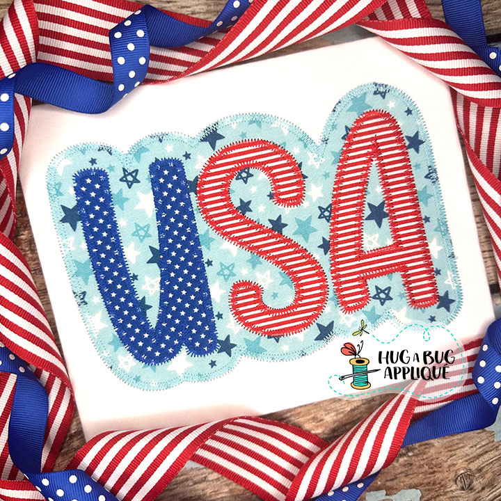 USA Double Zig Zag Stitch Applique Design