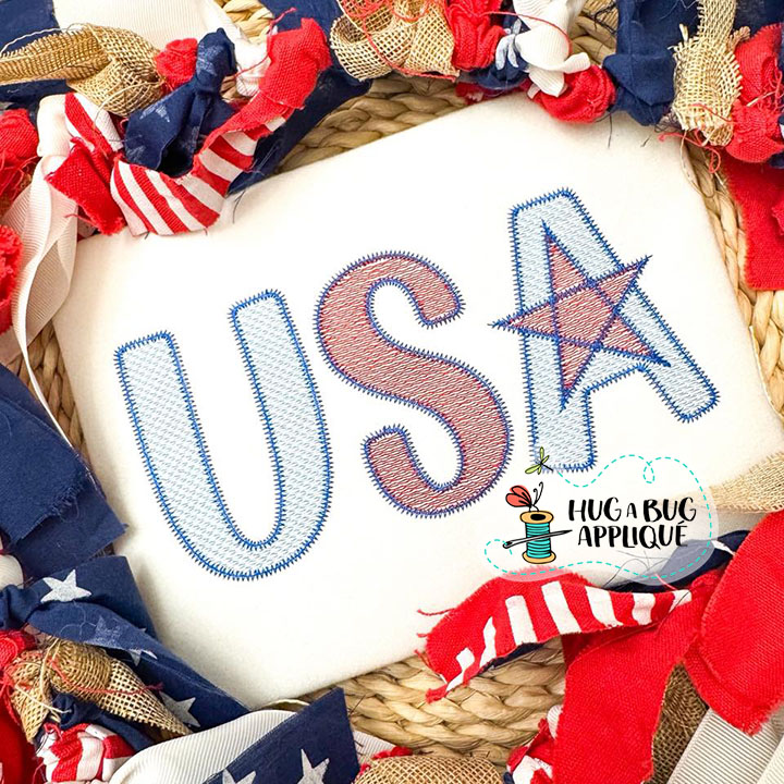 USA Star Sketch Stitch Embroidery Design