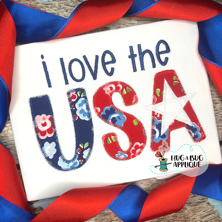 USA Star Zig Zag Stitch Applique Design