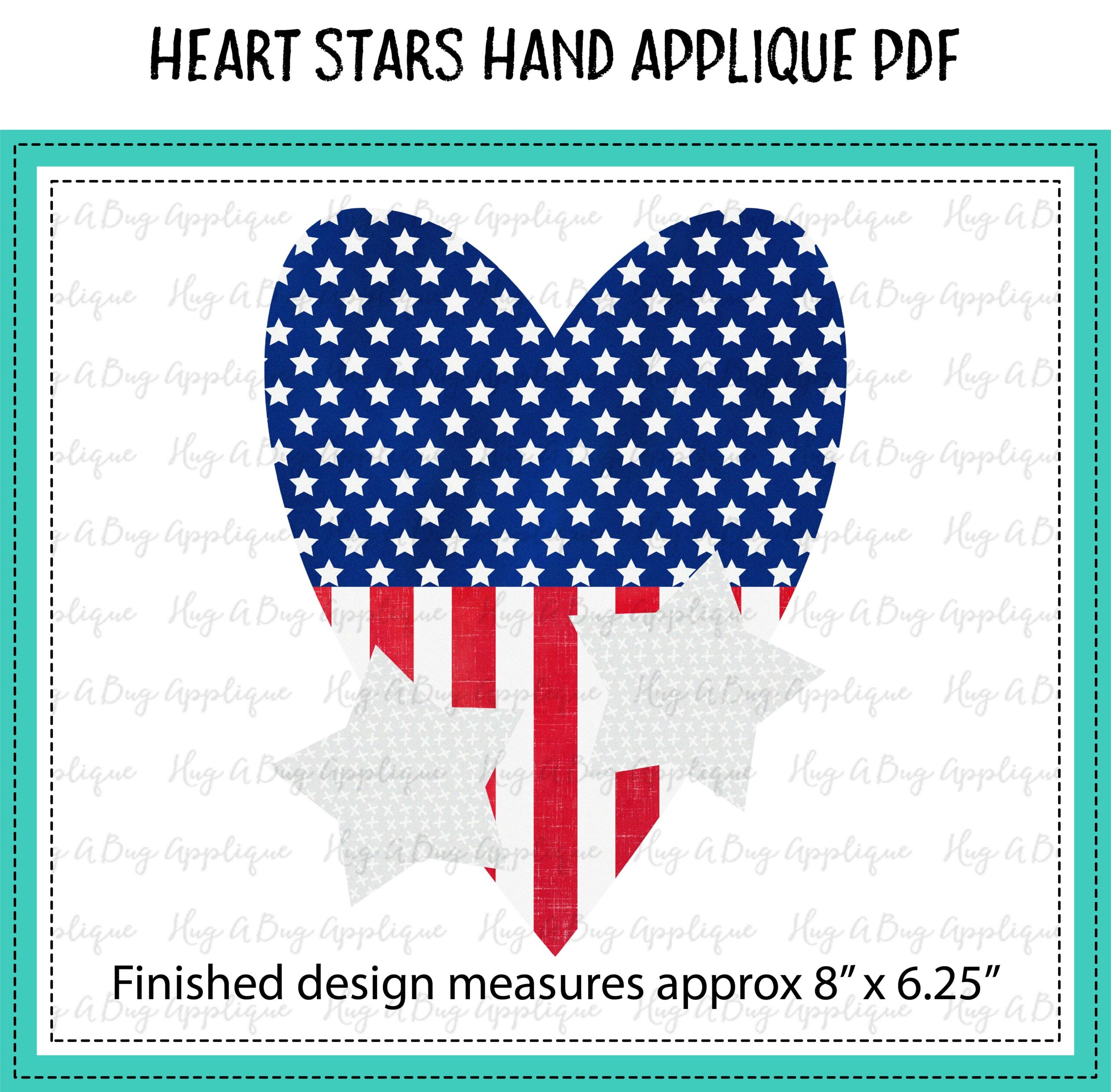 Heart Stars Hand Applique PDF