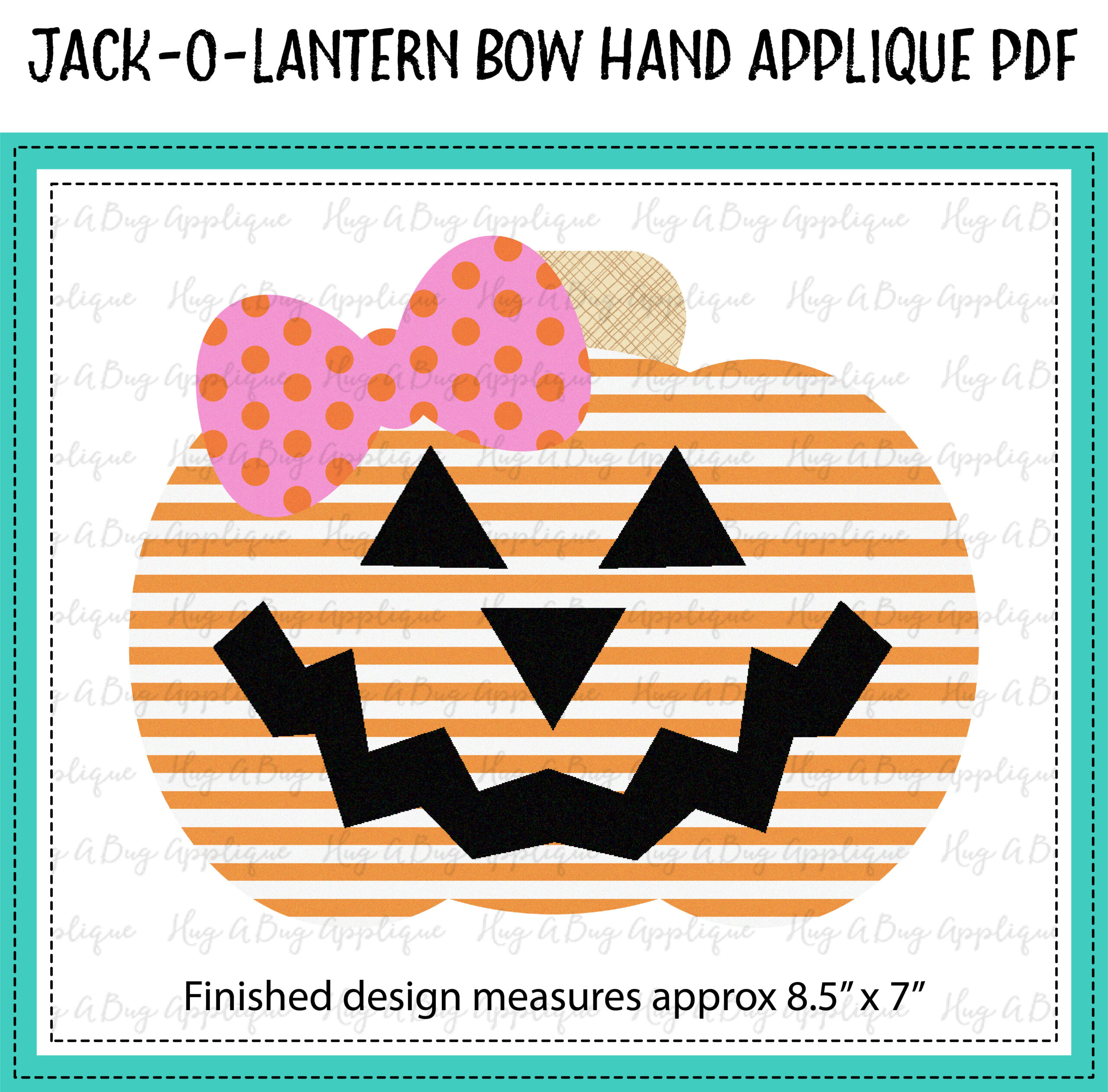 Jack-o-lantern Bow Hand Applique PDF