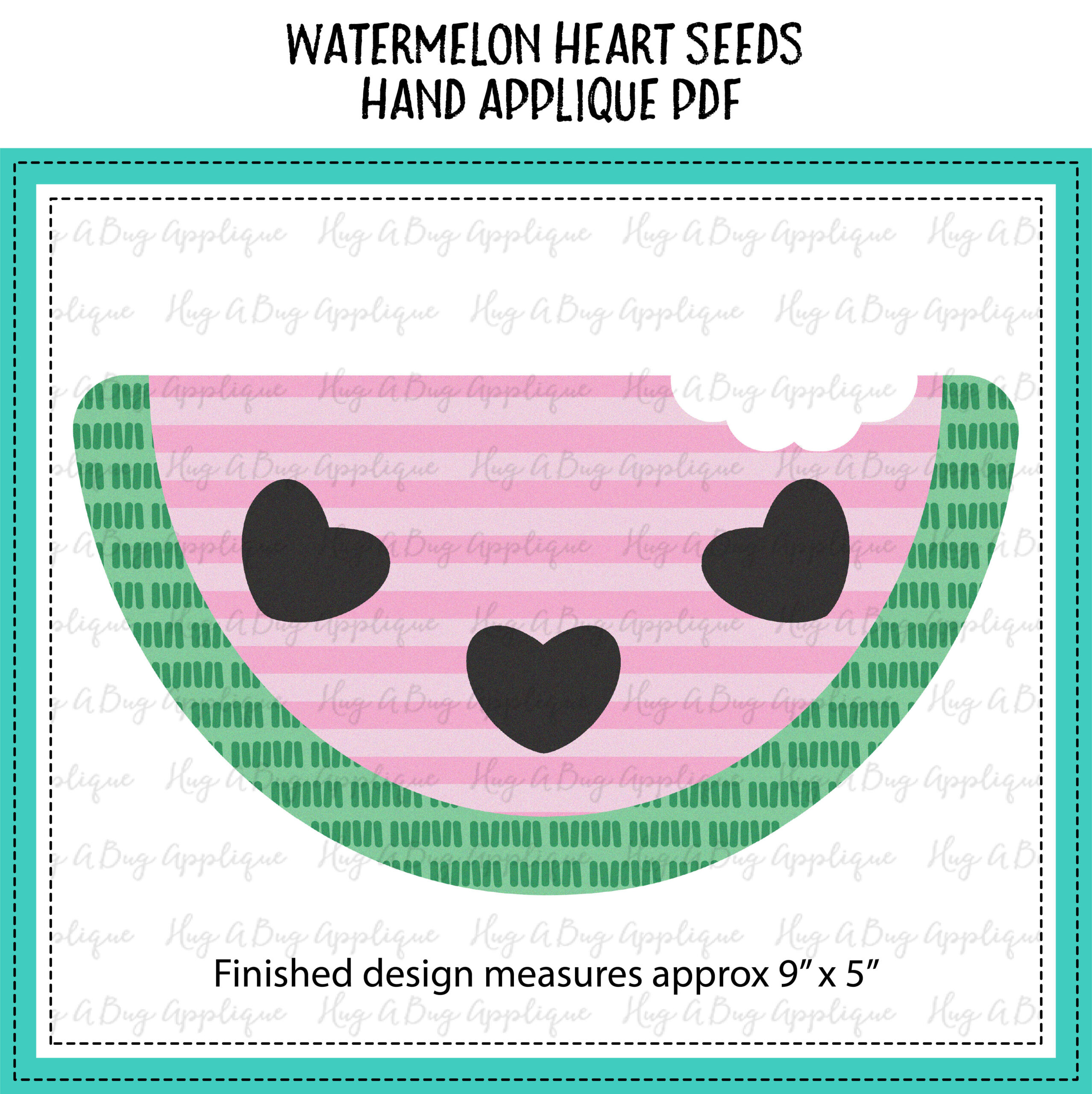 Watermelon Heart Seeds Hand Applique PDF